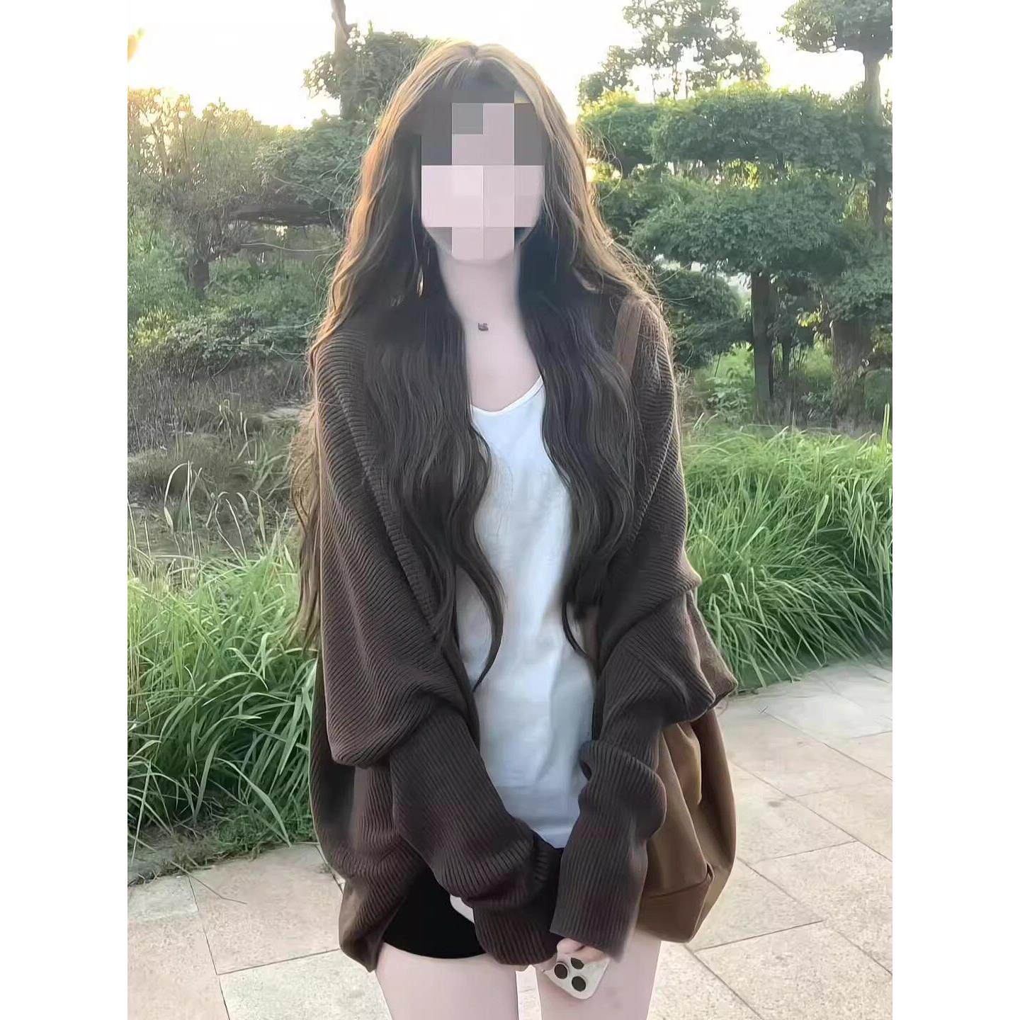 日系美拉德针织开衫女秋季宽松慵懒风穿搭蝙蝠袖气质休闲外套上衣