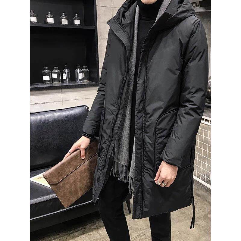 潮牌男士中长款羽绒服冬季2025新款韩版宽松连帽羽绒棉衣服男加厚