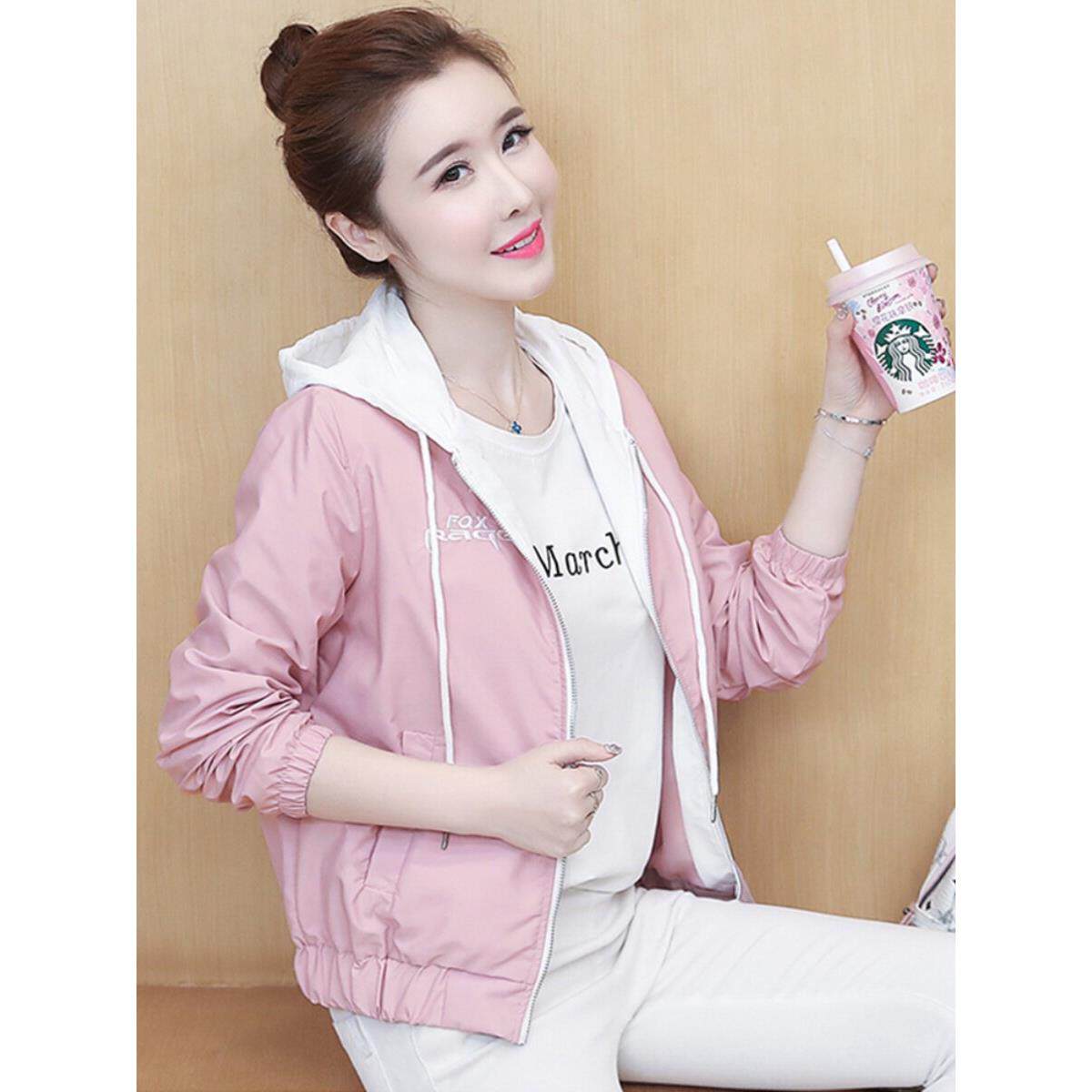 潮牌女士连帽夹克2025秋装新款时尚百搭宽松显瘦洋气减龄休闲外套