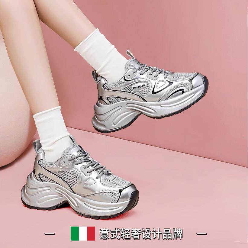 增高鞋女士厚底鞋2025新款夏季女鞋透气轻便软底运动鞋女款老爹鞋