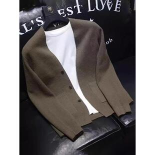 毛针织衫夹克外套男士春秋冬季2025新款商务休闲V领开衫毛衣男款