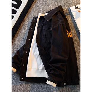 牛仔夹克衬衫外套男士春秋冬季2025新款宽松休闲覆古刺绣上衣男款