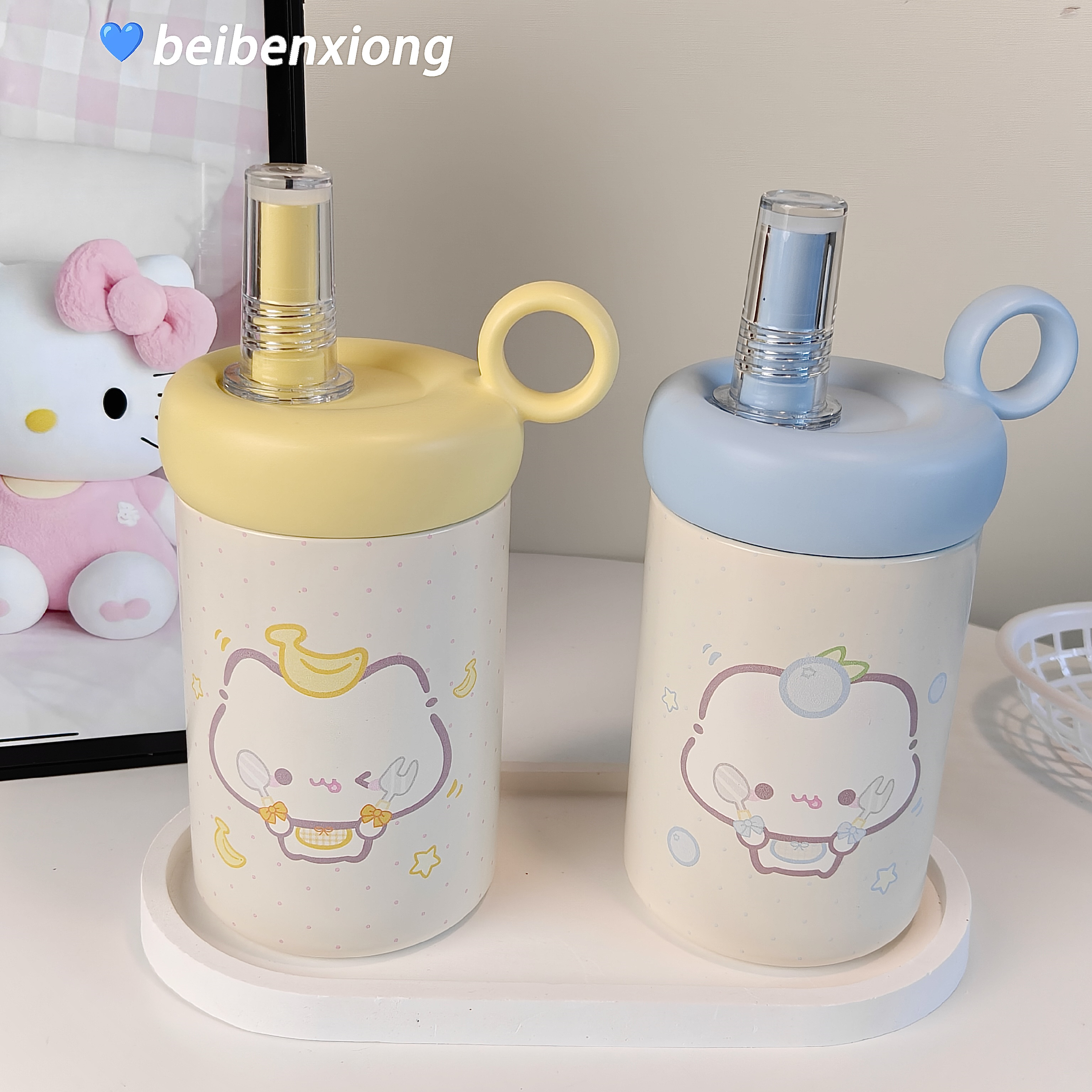 餐具猫保温杯女生高颜值吸管杯