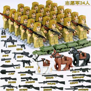 德国士兵积木人兼容乐高人仔积木军事基地美军德国小人士兵打仗男