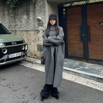 爱姐家ELSISSI立领双面羊绒大衣