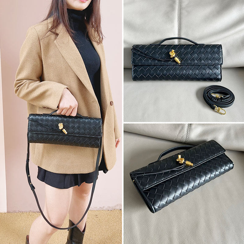 爱姐家真皮女包牛皮编织Clutch手