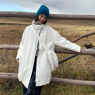 MXI十三行女装2025冬季新款立领中长款90白鸭绒羽绒服女外套女