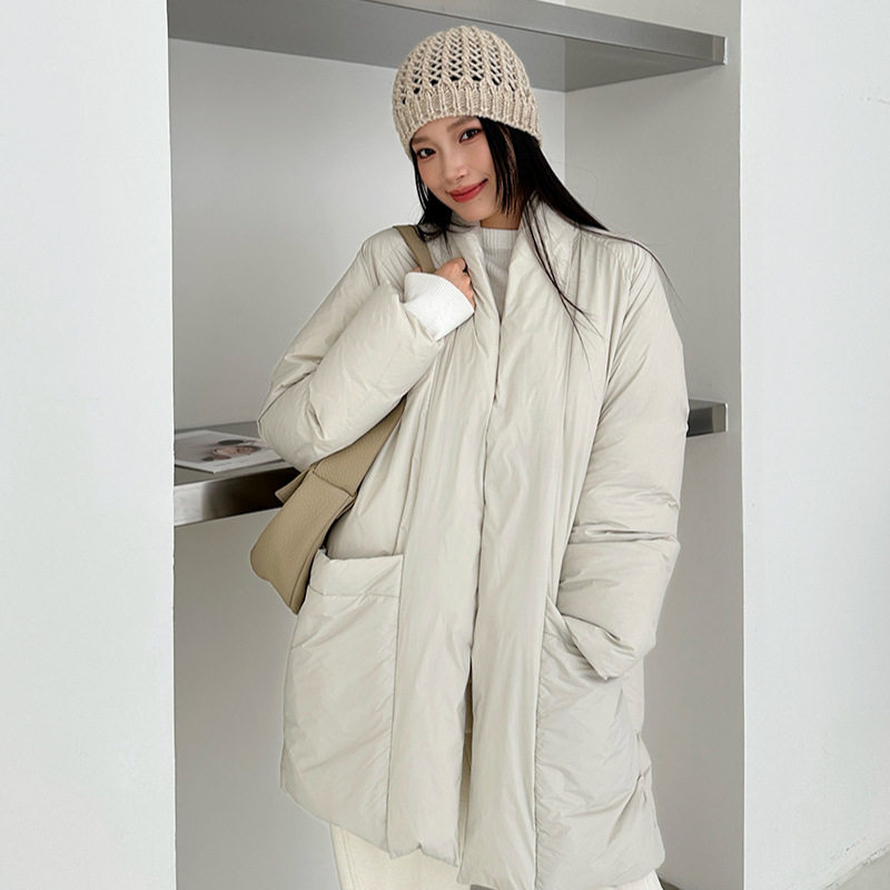 ELSISSI韩版宽松v领鸭鸭羽绒服女