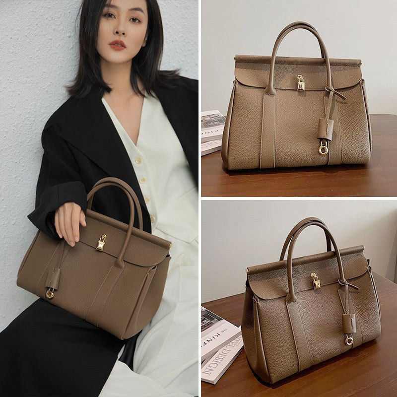 头层牛皮高级感欧美时尚新款百搭大容量职场通勤单肩手提斜挎女包