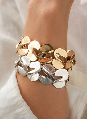 欧美个性形扭曲弹力拼接手链手饰