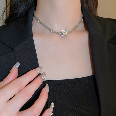 锆石花朵蛇形hoker项链骨链项饰