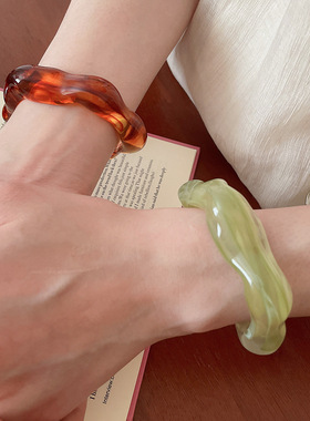 欧克力不规则花形几何开口手镯女