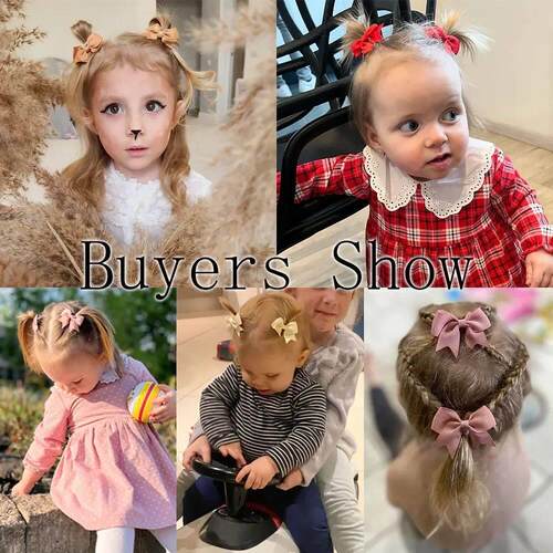 10Pcs/lot Solid Color Ribbon Baby Bows Hair Clips for Baby G