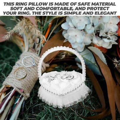 Mini Lace Box Heart shaped Wedding Pillow Handle Ceremony