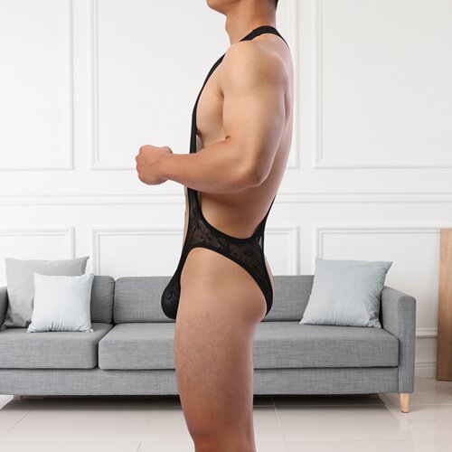 男士内裤性感蕾丝丁字裤连体衣