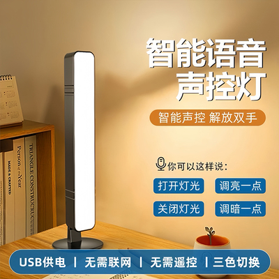 智能语音台灯控制灯USB声控灯感应灯led插口小夜灯一体床头灯