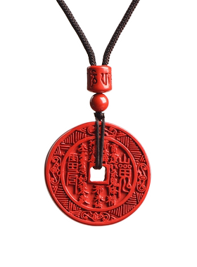 辰晟女朱砂本命年吊坠平安扣