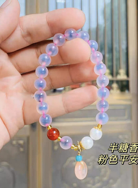 香积粉溏心半糖香灰手链平安扣桃