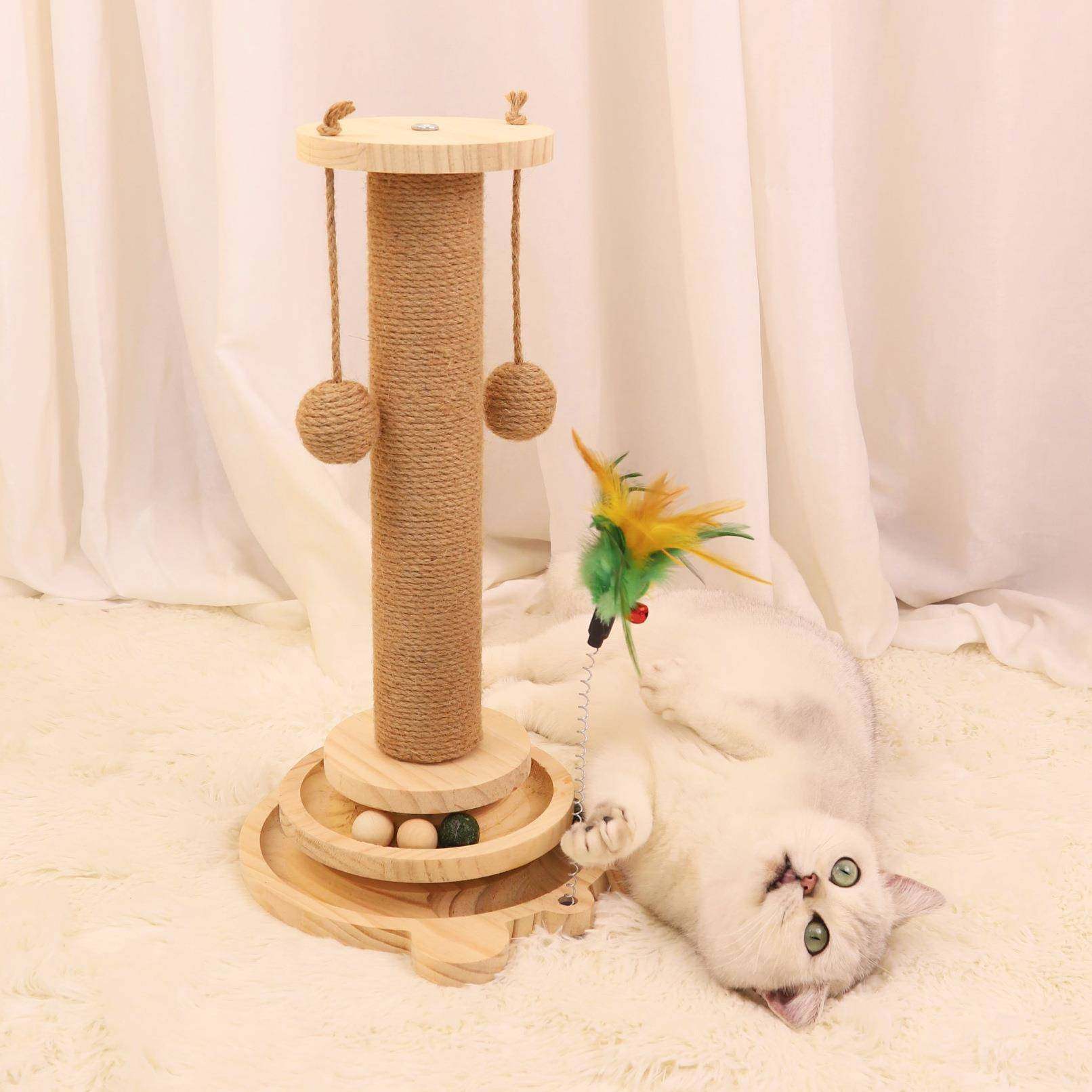 猫玩具实木猫转盘多功能猫抓柱剑麻柱不掉屑剑麻吊球自嗨解闷神器,宠物/宠物食品及用品,宠物智能玩具,淘宝优惠券,粉丝福利购,淘宝优惠卷