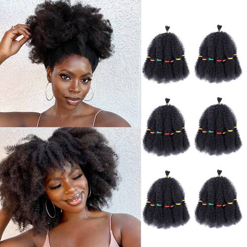 非洲钩针接发辫12Inch Afro Kinky Marley Braid小毛毛虫接发辫子