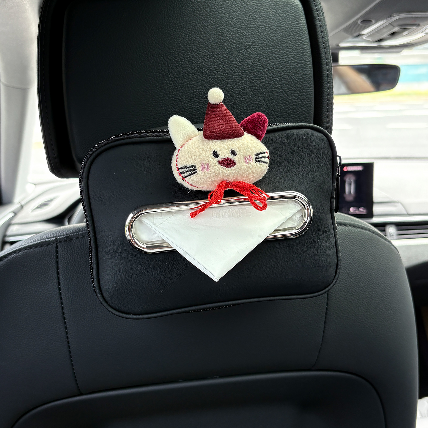 可爱卡通狗小猫车载皮革纸巾挂袋