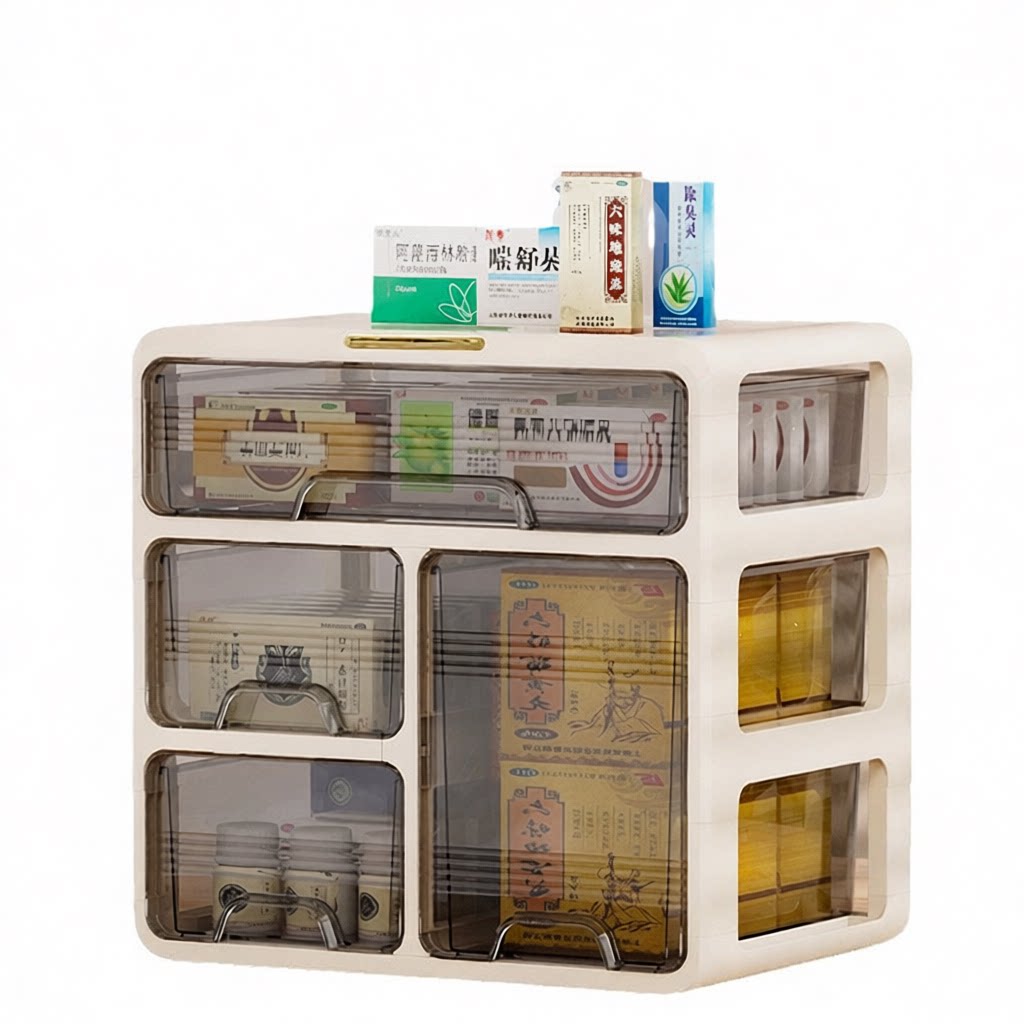 家庭多层抽屉式桌面药箱|药品小