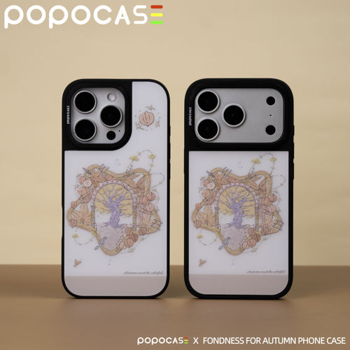 POPOCASE原创恋秋磨砂浮雕手机壳小众设计黑框不发黄适用苹果手机壳17promax1415pro16promax带挂绳孔保护套