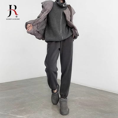 jqrx休闲运动裤女早春2025新款高腰显瘦小个子直筒束脚加绒卫裤