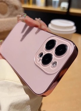ins少女粉适用苹果14promax手机壳AG原机色iphone15全包防摔13男女超薄12电镀11新款15promax高级14plus奢华