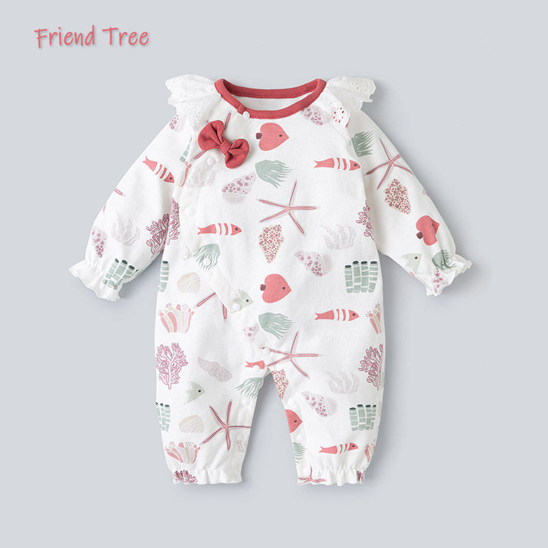 婴儿连体衣春秋季新生儿纯棉衣服女宝宝春装外出服婴幼儿哈衣爬服