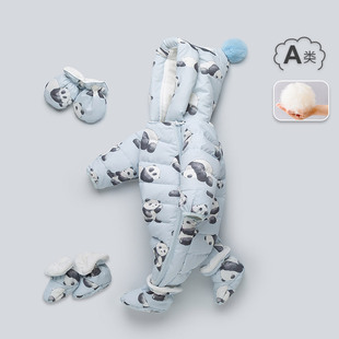 婴儿羽绒服冬季连体衣男女宝宝加厚外出服新生幼儿羽绒连身衣冬装