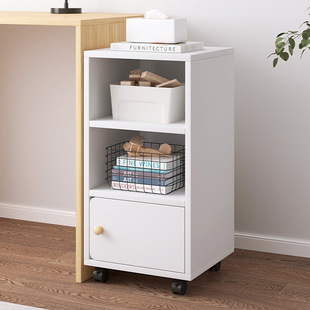 简易书架小柜子带轮子可移动桌下桌边储物柜矮柜收纳防尘置物柜