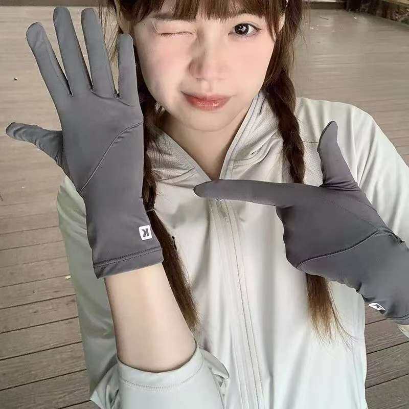 防晒手套女士夏季户外骑电动车开车防滑触屏凉感冰丝防紫外线手套