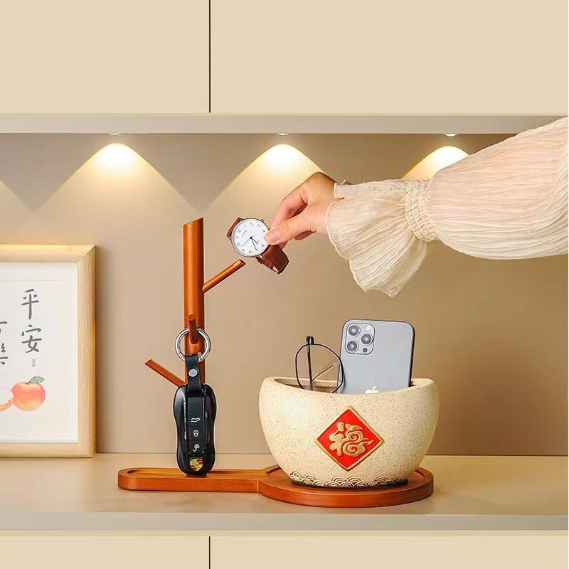 招财元宝客厅入宅大吉钥匙置物架