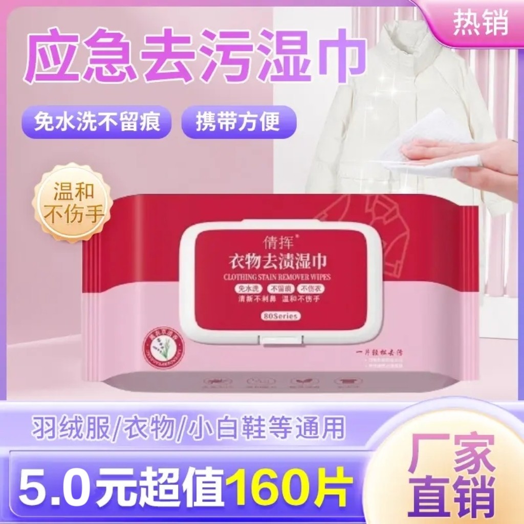 【160片】衣物羽绒服去渍湿巾