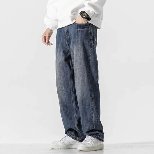 it Afternnaths潮牌直筒牛仔裤男秋冬季加绒加厚新款垂感阔腿裤