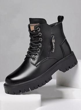 马丁靴男款高帮夏季透气2025新款英伦休闲男士皮鞋真皮工装雪地靴