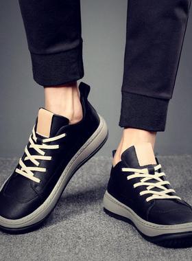 男鞋冬季加绒2024新款潮流真皮皮鞋男款休闲运动厚底低帮男士板鞋