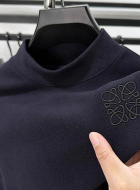 Home Daily 舒服到哭！刺绣德绒打底衫男半高领磨毛加厚卫衣冬季