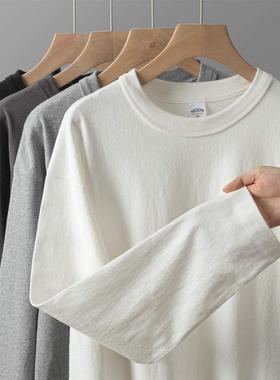 home daily 400g重磅长袖T恤男士秋冬纯色宽松厚实百搭休闲打底衫