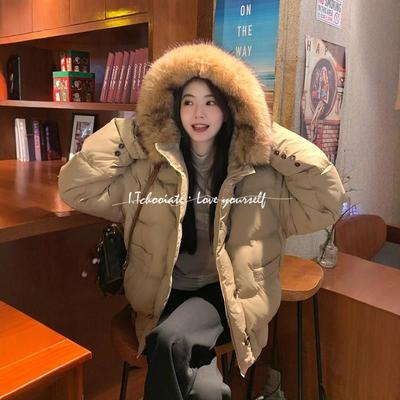 I.Tchooiate大毛领白鸭绒短款羽绒服女2025冬款小个子面包服外套