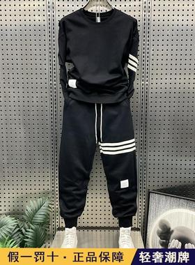 高端新款秋冬季加厚运动男士休闲套装潮牌长袖卫衣卫裤宽松两件套