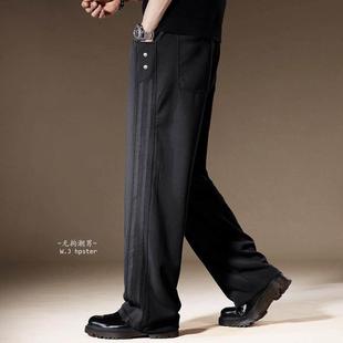 男士 BIAS高端侧条纹垂感休闲卫裤 秋冬加绒宽松阔腿 neith 潮牌it