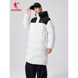 乔丹羽绒服男中长款加厚面包服2025冬季白色棉服连帽防风保暖外套