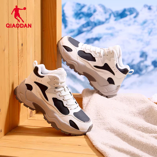 乔丹高帮加绒保暖棉鞋女鞋2025冬季皮面防水休闲鞋休闲户外运动鞋