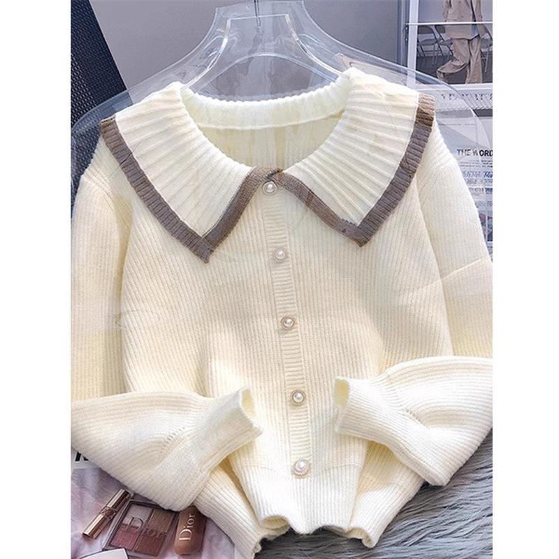 甜美娃娃领毛衣开衫女2025秋冬新款网红爆款高级感针织衫外套潮