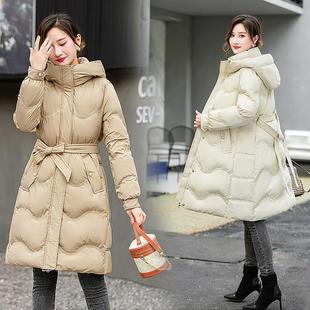时髦气质棉衣女中长款冬季新款羽绒棉服长袖过膝宽松收腰棉袄潮