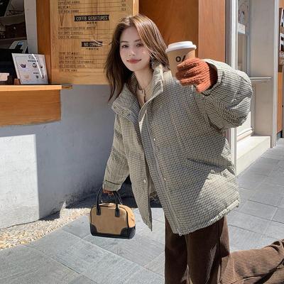 羽绒棉服女2025年冬季新款袖立领保暖短款韩系宽松棉袄外套