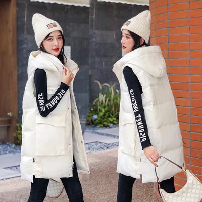 亮面羽绒棉马甲女2025冬新款加厚连帽外穿中长款女式马甲背心外套