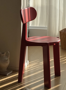 设计师新款复古椅子法式轻奢简约彩色饭桌餐椅实木靠背创意化妆椅